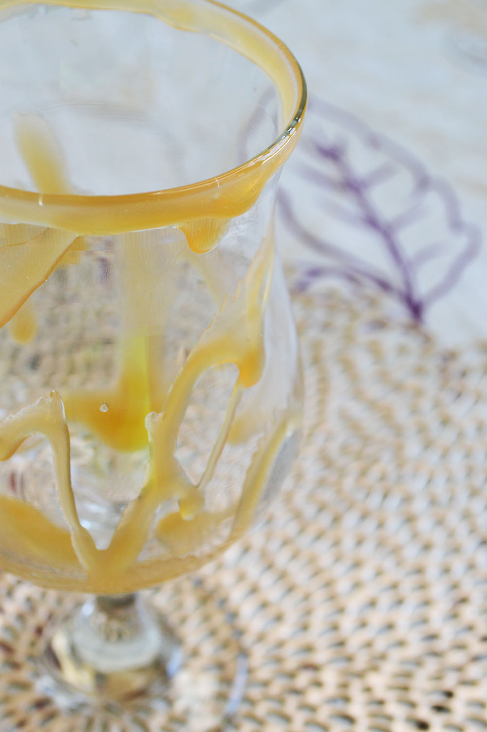 caramel inside of a cocktail glass