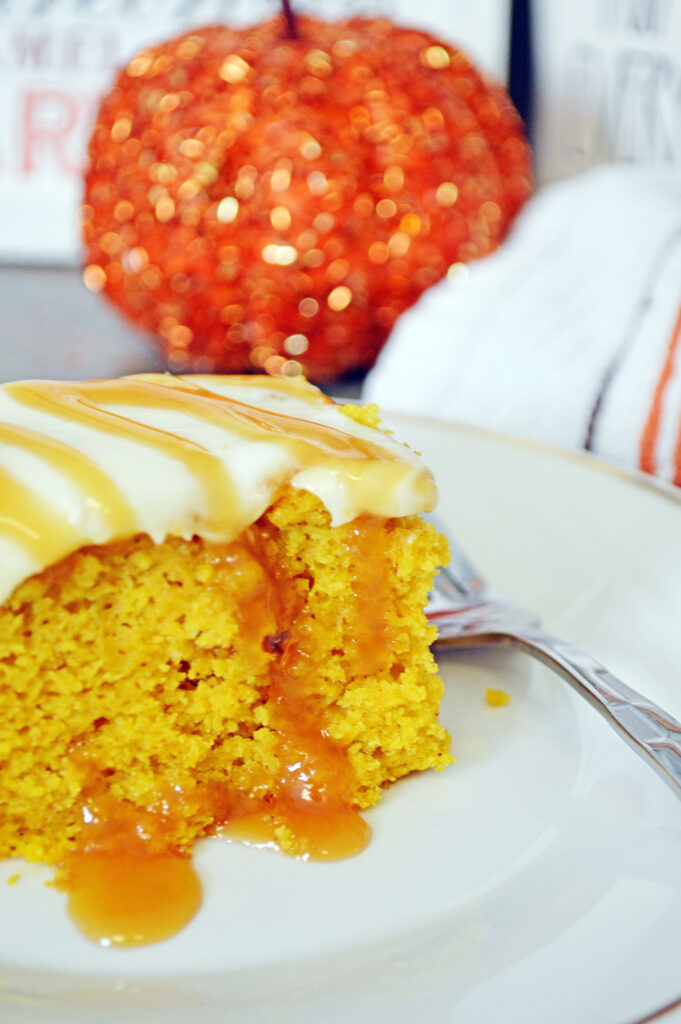 Pumpkin Caramel Poke Cake