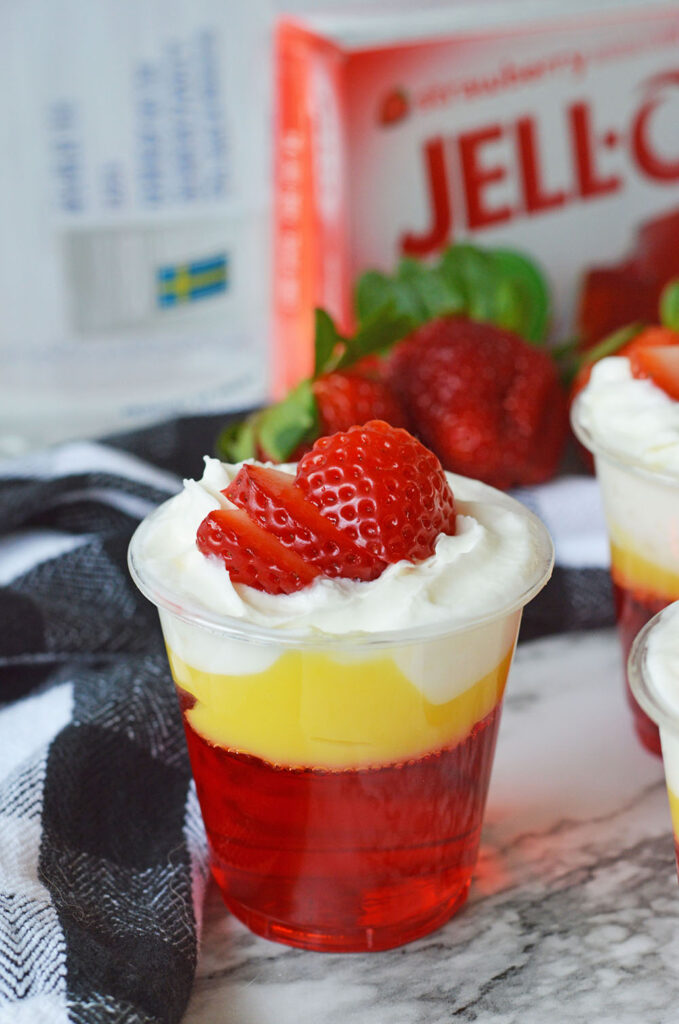 Strawberries and Cream Jello Shots

