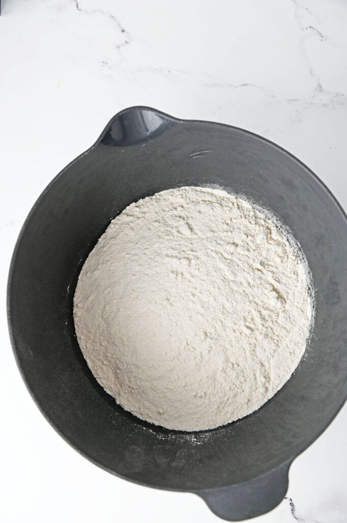 flour mixture in a large mixing bowl