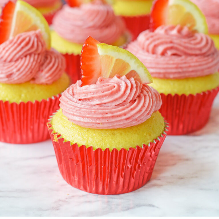 Strawberry Lemonade Cupcakes with Cake Mix