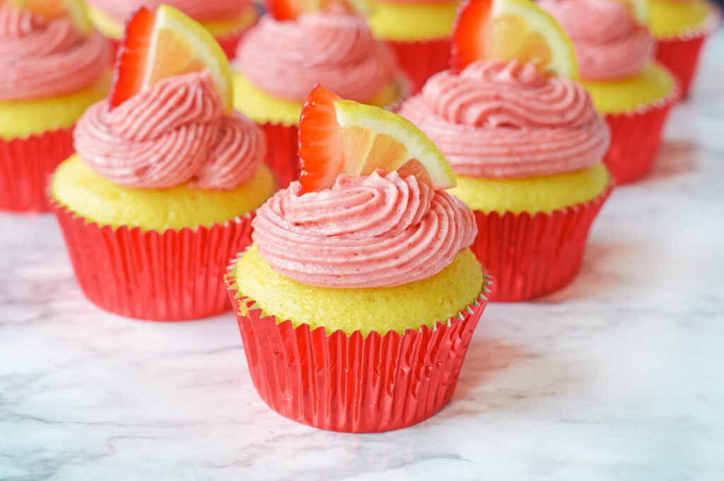 Strawberry Lemonade Cupcakes with Cake Mix